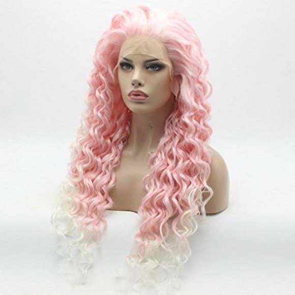 ?24” CURLY PINK OMBRÉ WIG LACE FRONT WIG? *NWT* main image 3